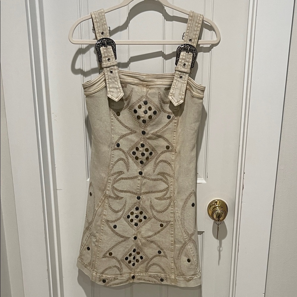 Blue B Studded Western Denim Mini Dress - Size Small